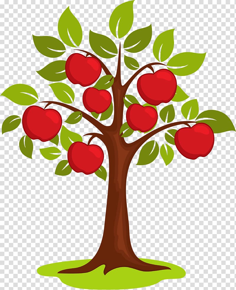 apple tree illustration, Cartoon , cartoon apple tree transparent background PNG clipart