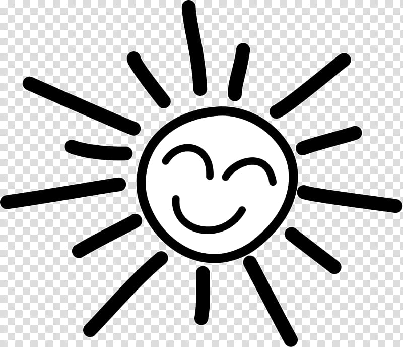 Black and white , Sunshine Outline transparent background PNG clipart