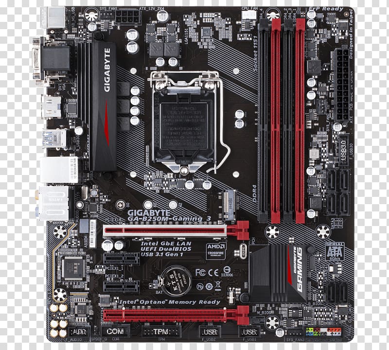 Socket AM4 GIGABYTE GA-AB350M-Gaming 3 microATX Gigabyte GA-AB350-Gaming 3 Ryzen, atx motherboard transparent background PNG clipart