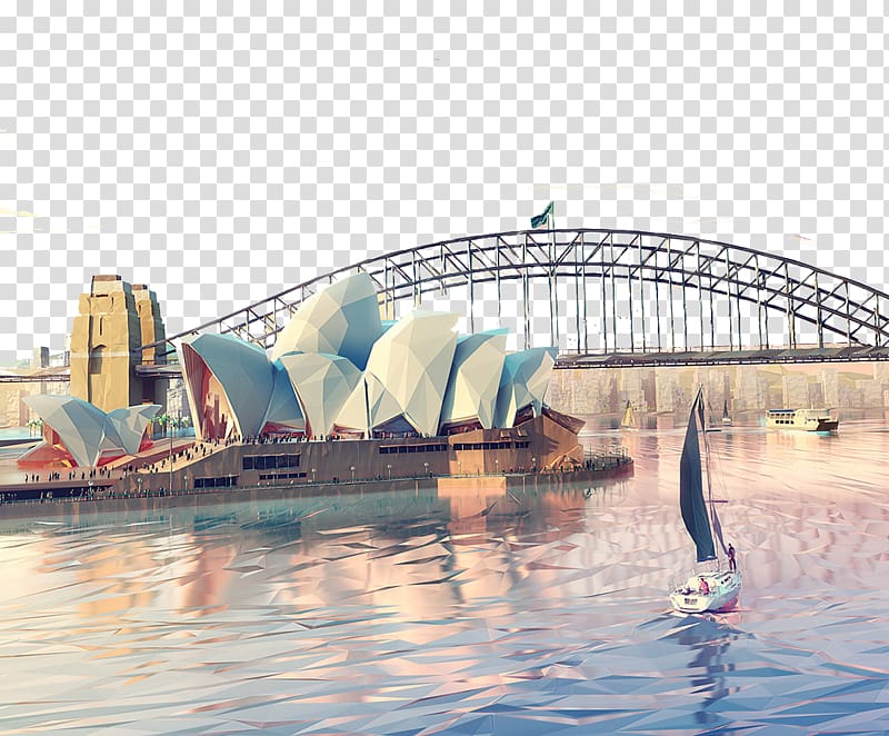 Sydney Opera House Low poly Etihad Airways Art Illustration, Perspective Sydney Opera House transparent background PNG clipart