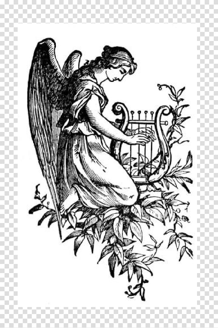 Cherub Harp Drawing Angel, Free Of Angels transparent background PNG clipart