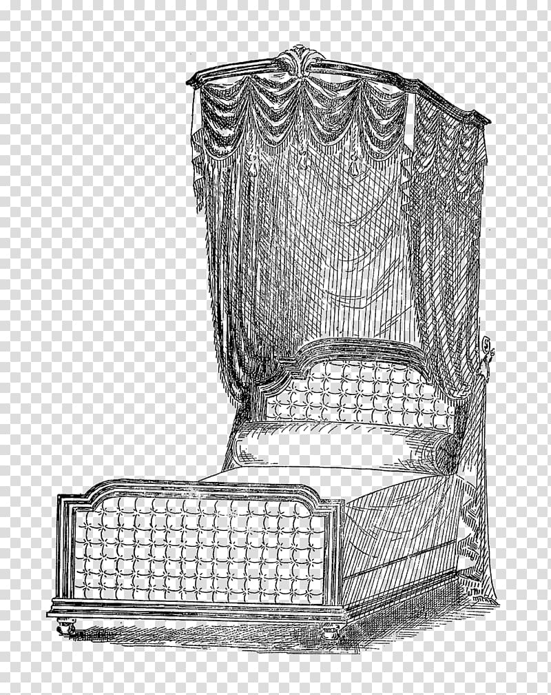 Furniture Vintage Bedroom Canopy bed, antique curtains transparent background PNG clipart
