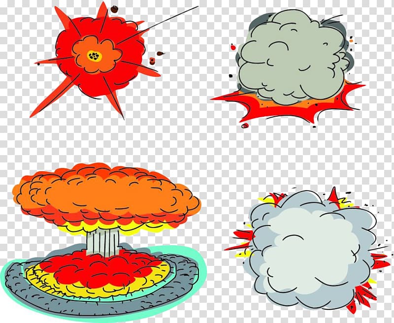 Drawing Illustration, Hand-painted explosion of mushroom clouds transparent background PNG clipart
