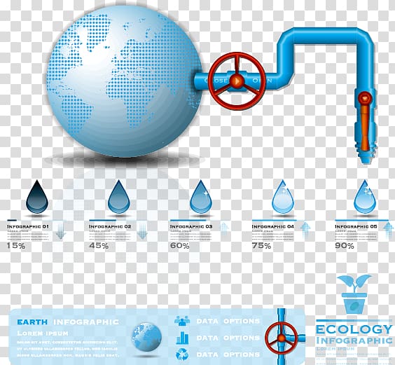 Infographic Pipeline Transportation Water Illustration, Blue water element material transparent background PNG clipart