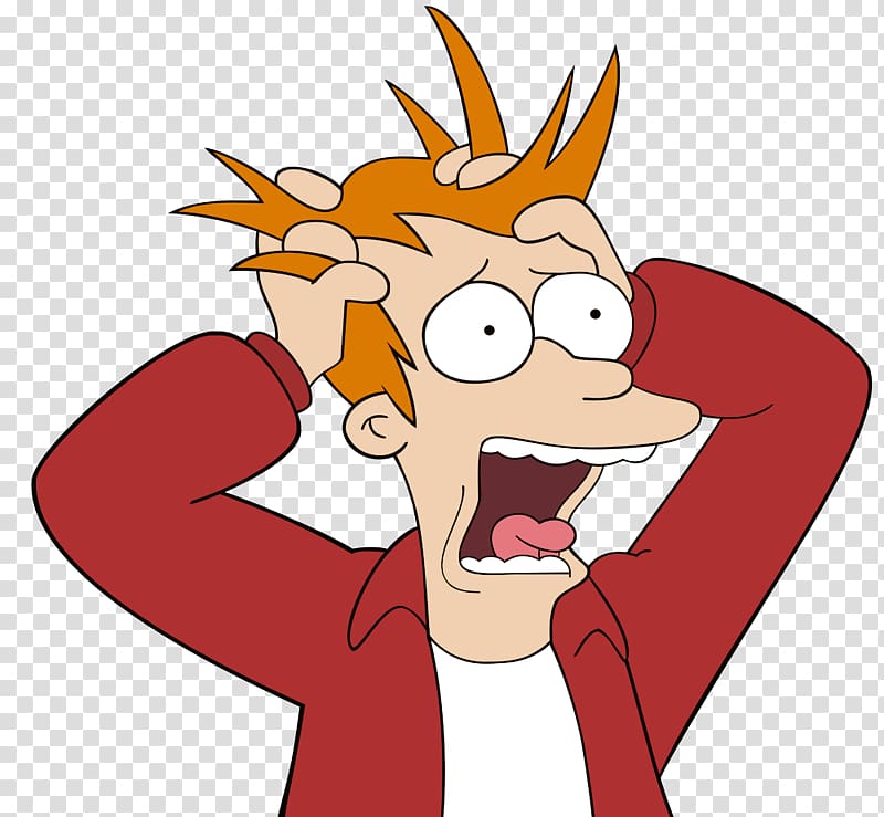 cartoon character illustration, Panic attack Panic disorder Anxiety Fear , Futurama Fry transparent background PNG clipart