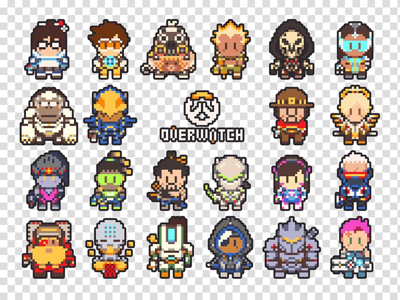 Pixel art Overwatch, others transparent background PNG clipart