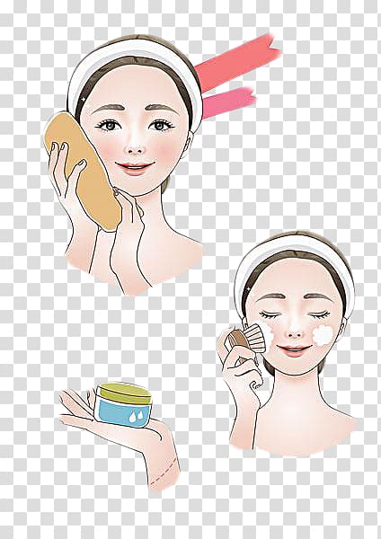 woman doing facial illustration, Cartoon Face Drawing Icon, Face wash transparent background PNG clipart