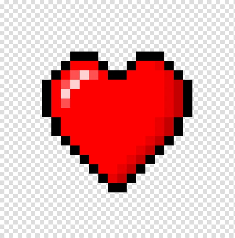 red heart illustration, 8-bit color , pixel art transparent background PNG clipart