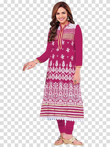 Pink M Sleeve Dress Neck, Shalwar Kameez transparent background PNG clipart