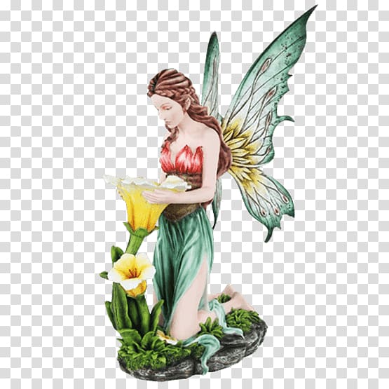 Figurine Fairy Statue Bronze sculpture Vase, the fairy scatters flowers transparent background PNG clipart