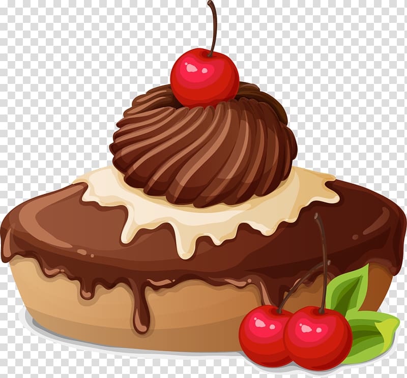 Cherry pie Chocolate cake Bakery Cupcake Dulce de leche, Delicious chocolate cherry pie transparent background PNG clipart