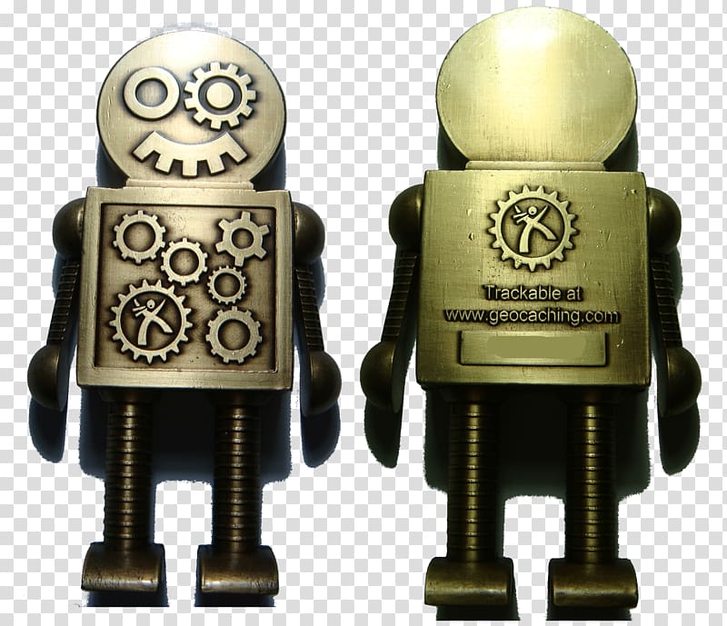 Bronze Robot Metal Geocoin Gold, steampunk robot transparent background PNG clipart