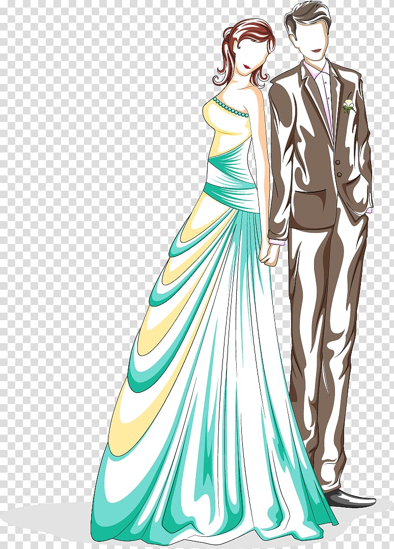 Wedding invitation, Valentines Day painted the bride and groom transparent background PNG clipart