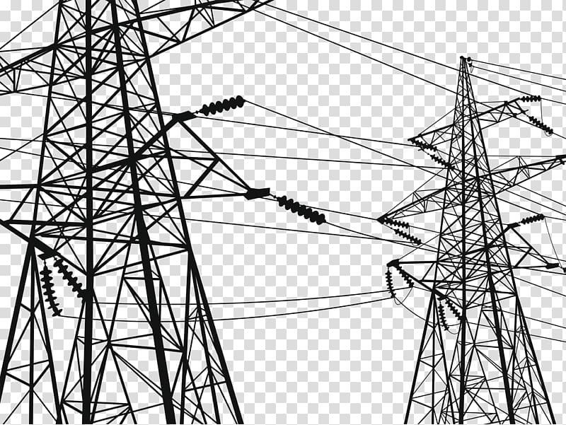 electric tower, Electricity Transmission tower High voltage Electric power transmission Wire, Urban high voltage lines transparent background PNG clipart