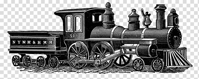gray steam engine train illustration, Vintage Train Drawing transparent background PNG clipart