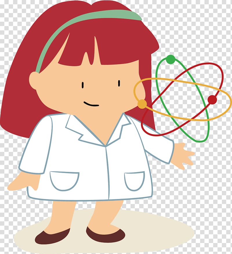 female anime character holding atom symbol graphic , Professor Utonium Cartoon Scientist, Women scientists transparent background PNG clipart