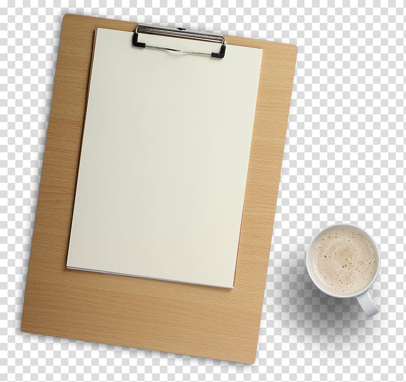 empty clipboard beside white cup, Service Marketing Company, Wood Clipboard and Coffee Cup transparent background PNG clipart