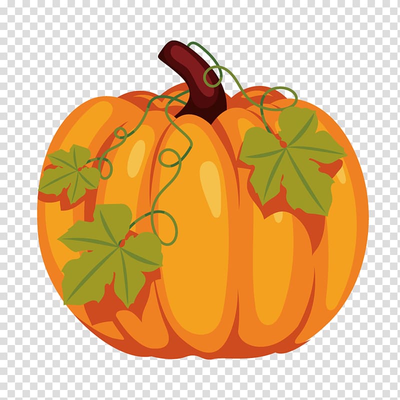 Summer squash Pumpkin Cartoon, Cartoon golden green leaves pumpkin transparent background PNG clipart