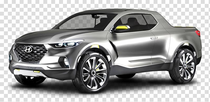 2016 Hyundai Santa Fe Pickup truck Car North American International Auto Show, Silver Hyundai Santa Cruz Crossover Car transparent background PNG clipart