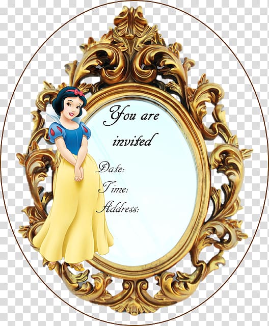 Snow White Wedding invitation Convite White Party Birthday, snow white mirror transparent background PNG clipart