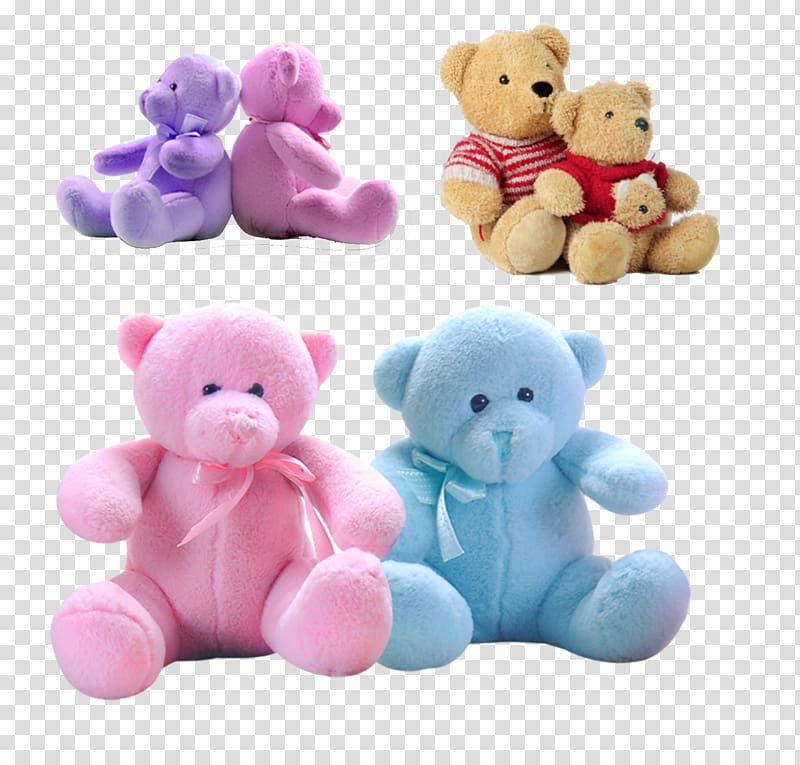 three couples of bear plush toy, Teddy bear Doll, Toy dolls transparent background PNG clipart