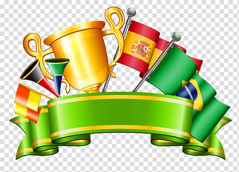 green and gold trophy arrangement , 2018 FIFA World Cup , World Cup Decor transparent background PNG clipart