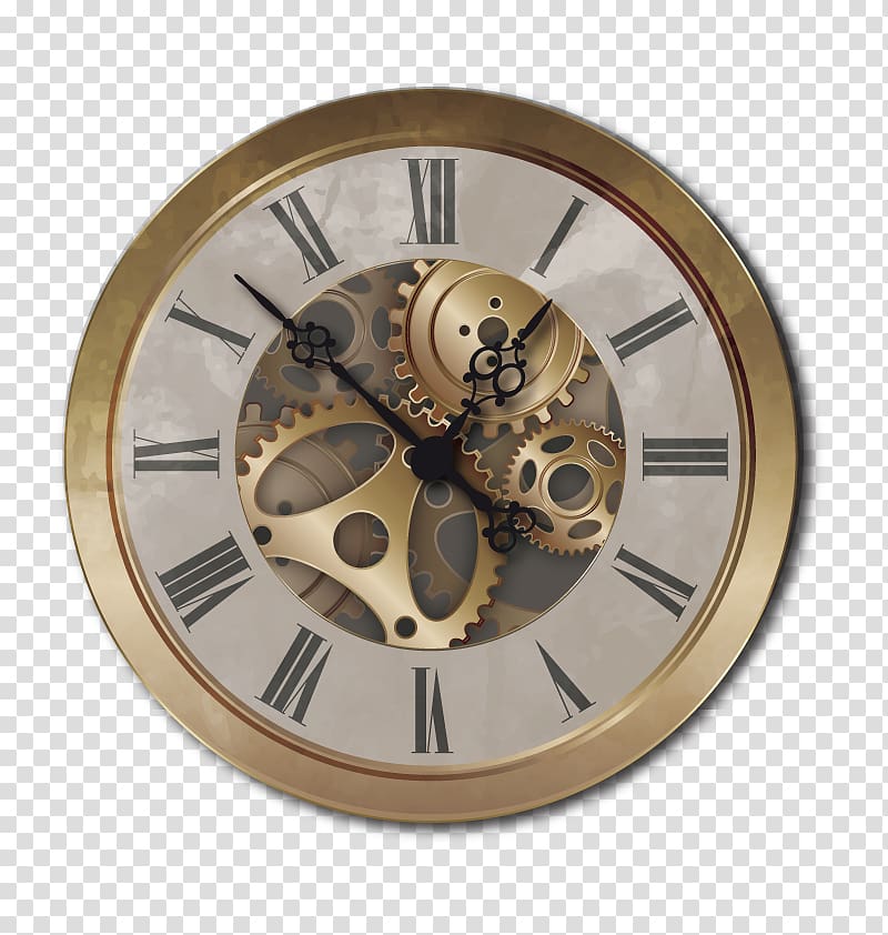 Longcase clock Steampunk Wall Aiguille, gear watch transparent background PNG clipart