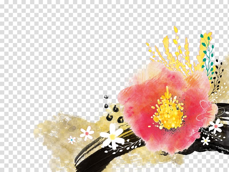 Watercolor painting Ink wash painting , Watercolor flowers transparent background PNG clipart