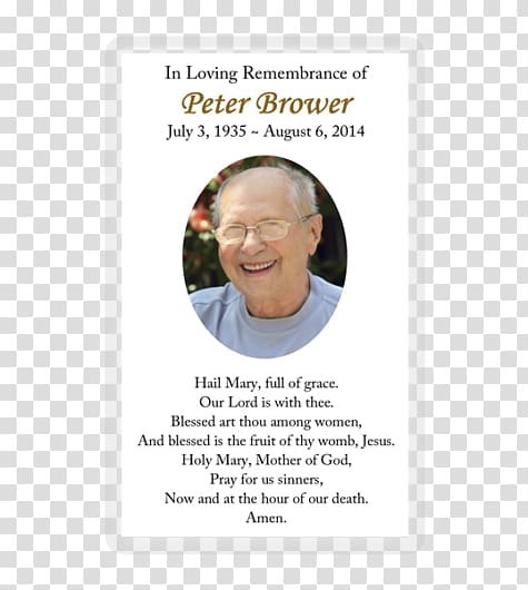 Funeral Death anniversary Obituary In memoriam card Holy card, laminated transparent background PNG clipart