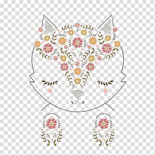 Art Drawing Printmaking Illustration, Cute cartoon animal shaped flowers transparent background PNG clipart