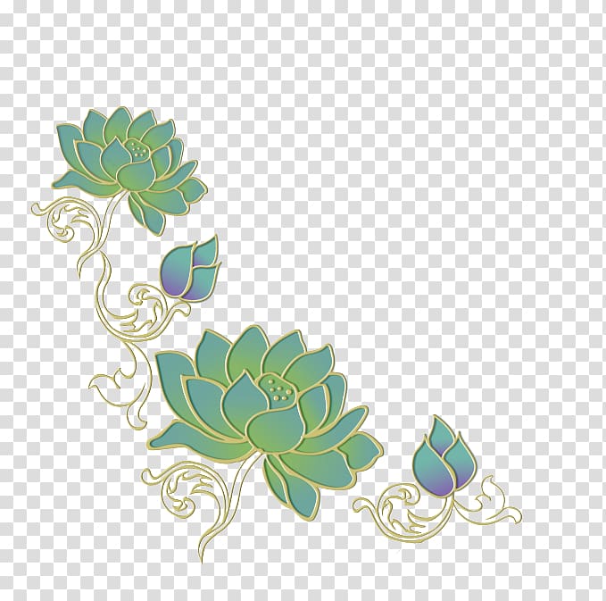 green flowers illustration, Nelumbo nucifera Texture mapping, Lotus textured pattern elements transparent background PNG clipart