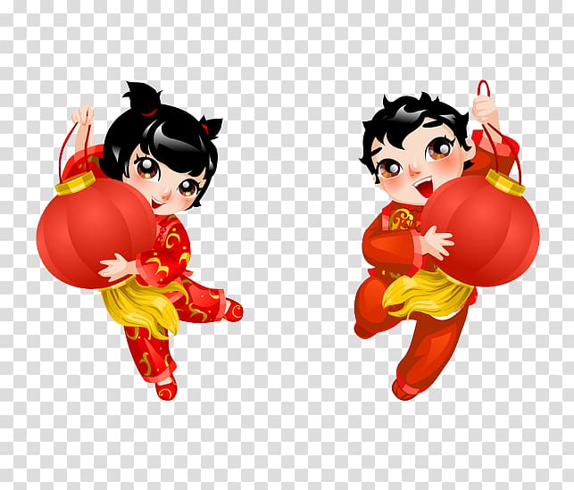 Festival, A child with a red lantern transparent background PNG clipart
