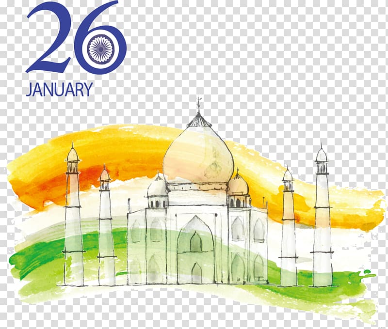 Indian temple illustration, Indian Independence Day Republic Day, Drawing Taj Mahal, India transparent background PNG clipart