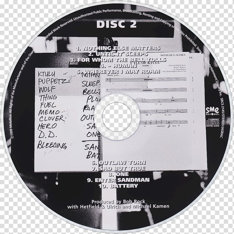 Compact disc Metallica S&M Music, metallica transparent background PNG clipart
