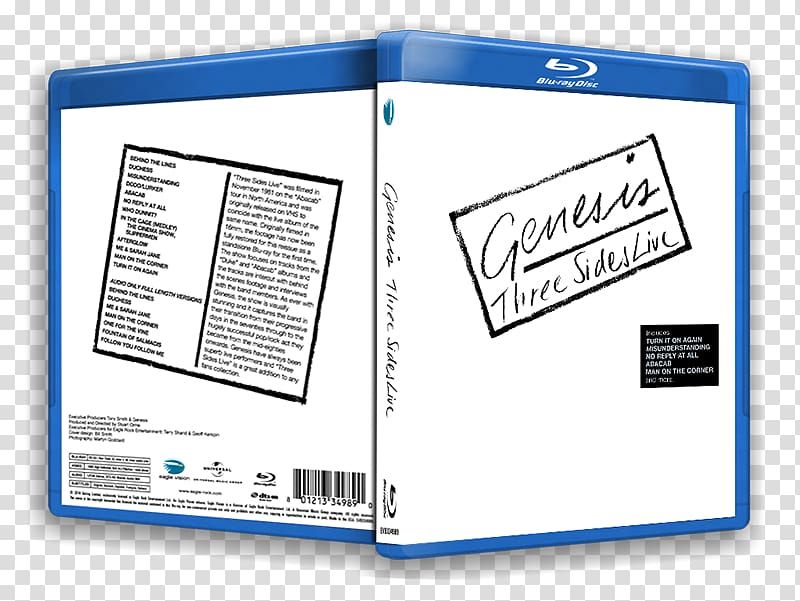 Blu-ray disc Three Sides Live Genesis 1976–1982 Film, dvd transparent background PNG clipart