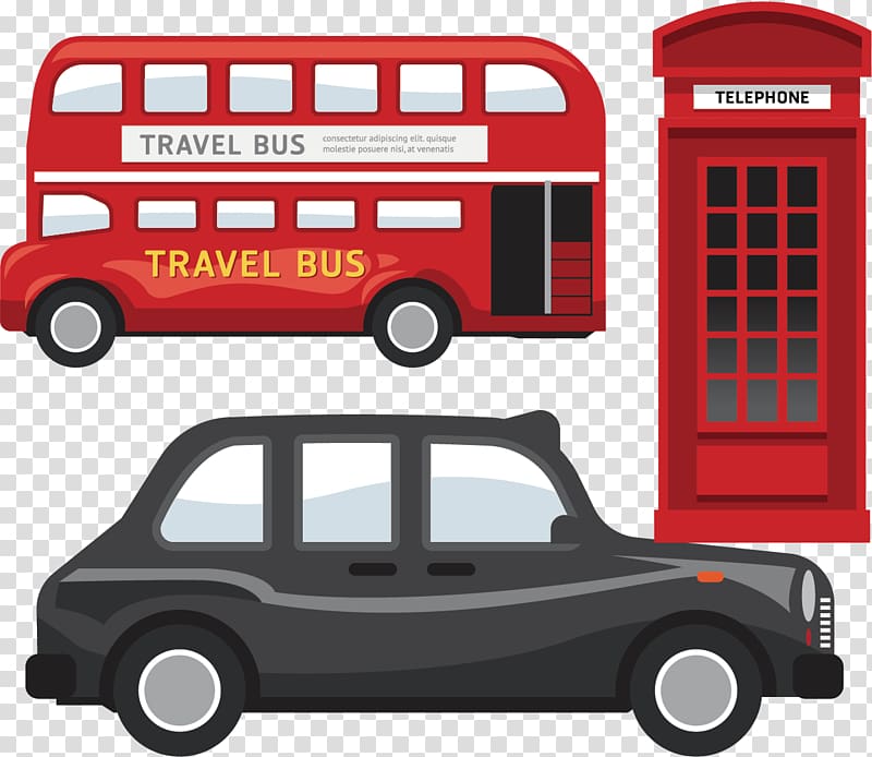 London, Bus car travel background material transparent background PNG clipart