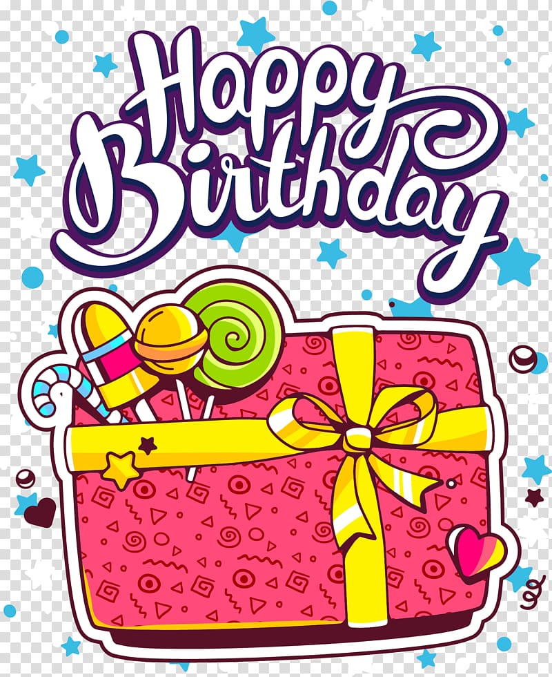 Happy Birthday text overlay, Birthday cake Happy Birthday to You Greeting card, birthday present transparent background PNG clipart