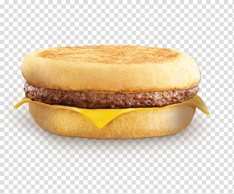 Cheeseburger McGriddles Hamburger McDonald's Sausage McMuffin English muffin, breakfast Sausage transparent background PNG clipart