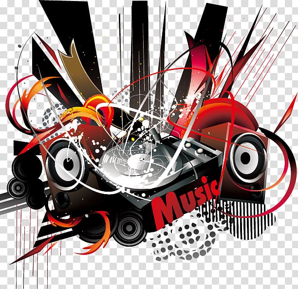 Music illustration, Music Graphic design Subject, Cool theme music trends transparent background PNG clipart