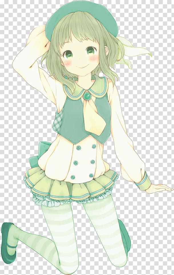 Vocaloid Anime Megpoid Mangaka Chibi, mint green transparent background PNG clipart