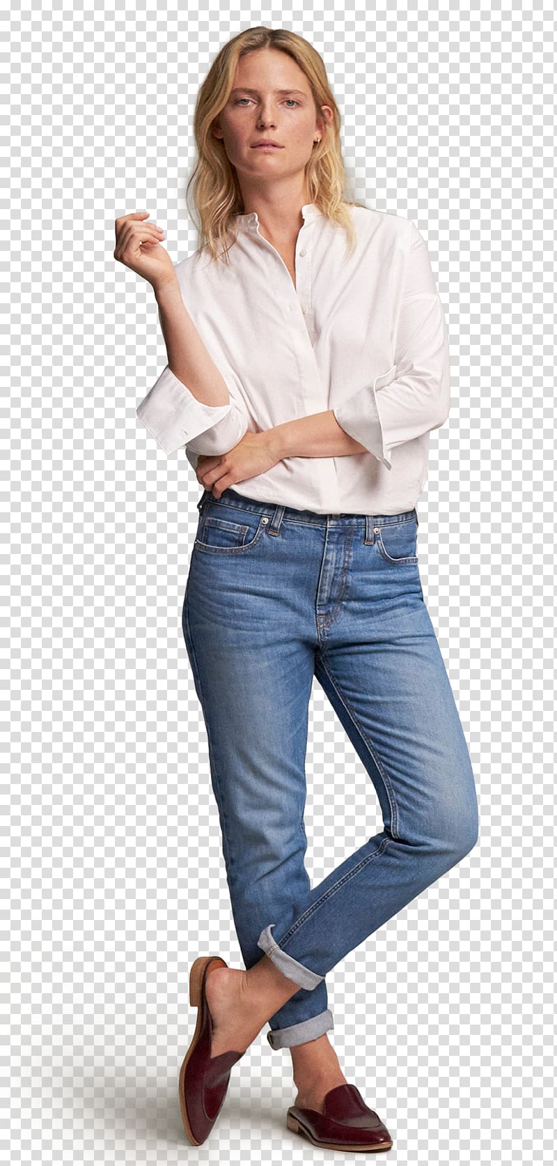 Jeans Denim Boyfriend Slim-fit pants Shirt, leisure broad leg pants transparent background PNG clipart