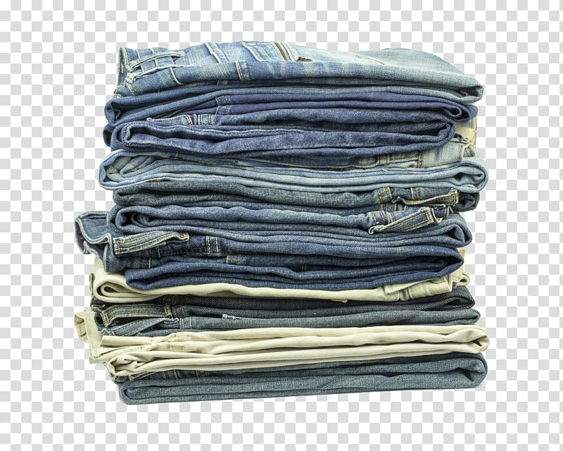 assorted bottoms lot, Jeans Clothing Denim, A pile of multi-colored jeans transparent background PNG clipart