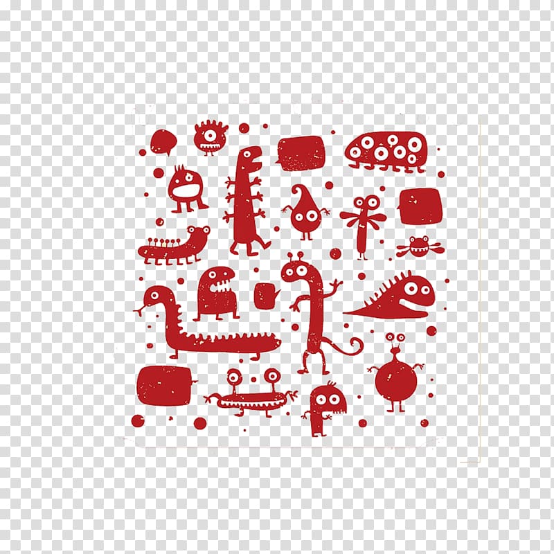Monster Cartoon , Graffiti small red monster transparent background PNG clipart