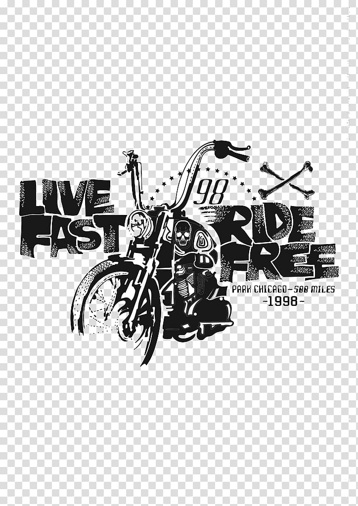 black and white motorccyel, T-shirt Motorcycle , Skeleton motorcycle transparent background PNG clipart