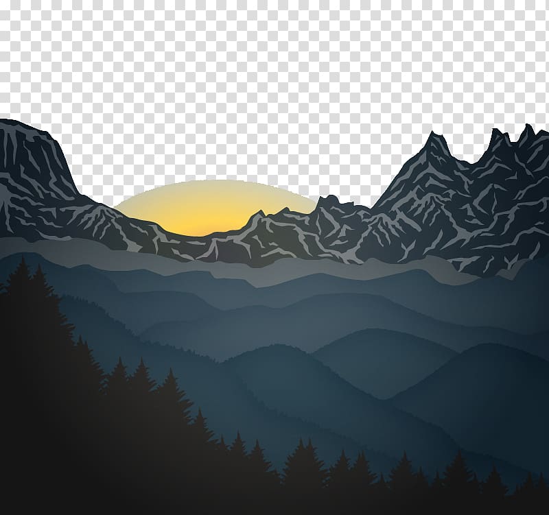 Sunrise Mountain Euclidean , Sunrise mountain scenery material transparent background PNG clipart