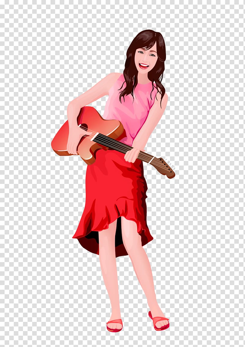 The Guitar Player Illustration, girl playing guitar transparent background PNG clipart