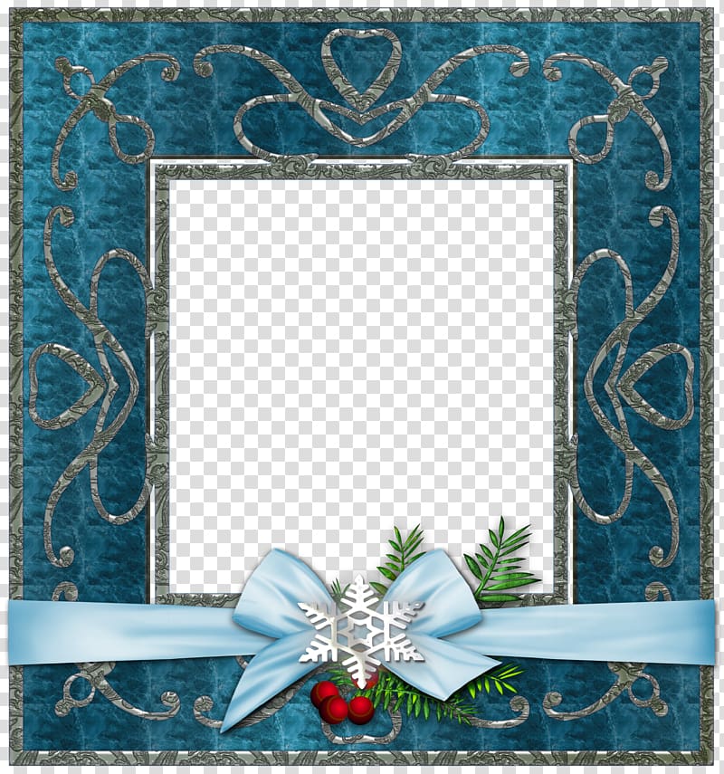 Frames Christmas Blue, blue frame transparent background PNG clipart