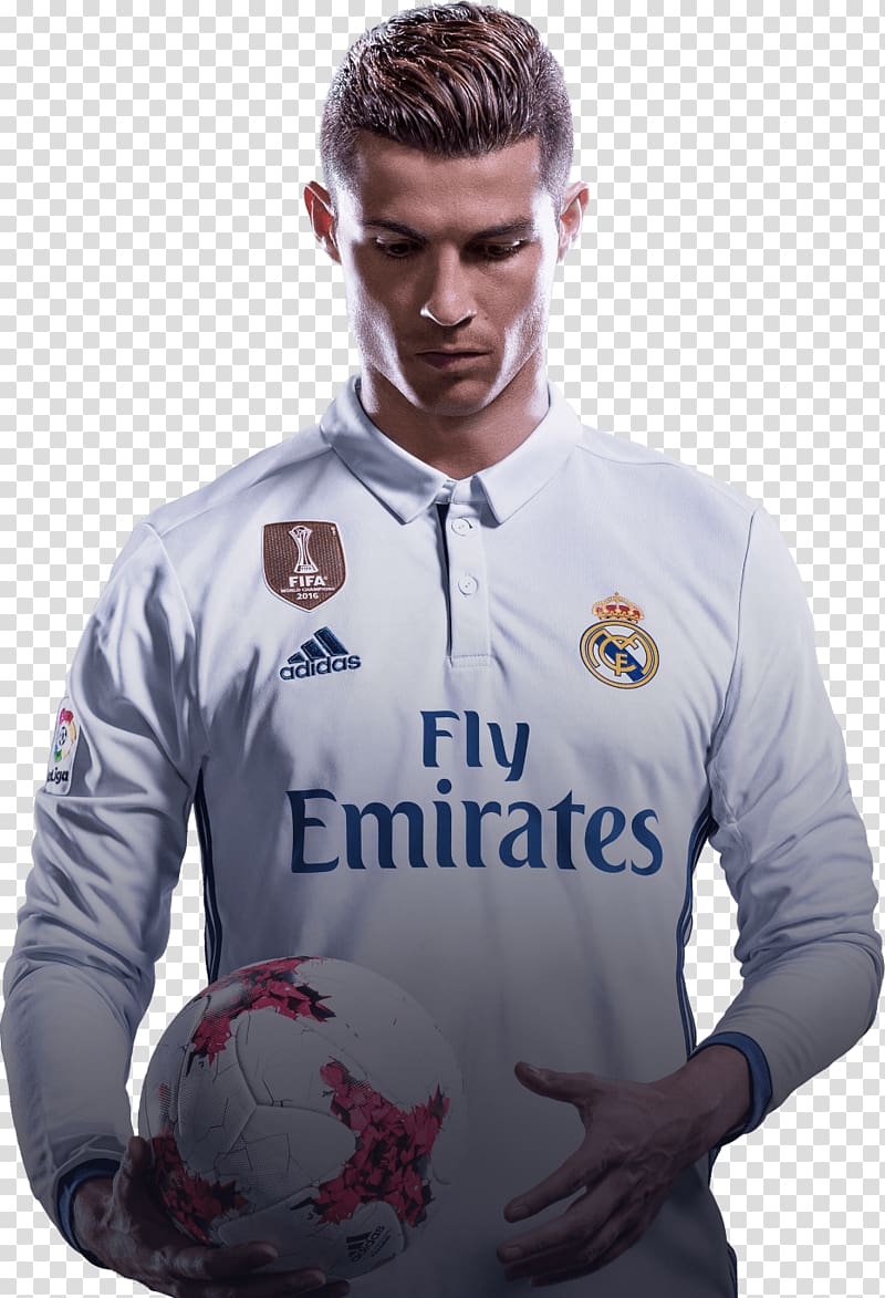 Cristiano Ronaldo holding soccer ball, Cristiano Ronaldo FIFA 18 FIFA 17 FIFA 16 Real Madrid C.F., Fifa transparent background PNG clipart