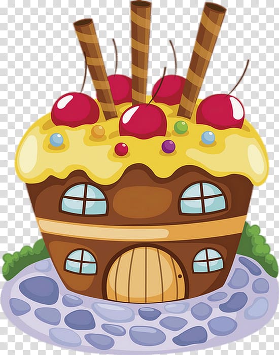 Cupcake Illustration Drawing Gingerbread house Cartoon, cake transparent background PNG clipart