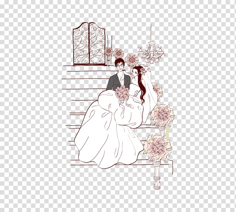 groom lift her bride while walking on stair , Bride Wedding Contemporary Western wedding dress Woman, Wedding graphs transparent background PNG clipart